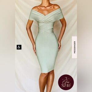House of CB Clarissa Pistachio Off Shoulder Bandage Dress